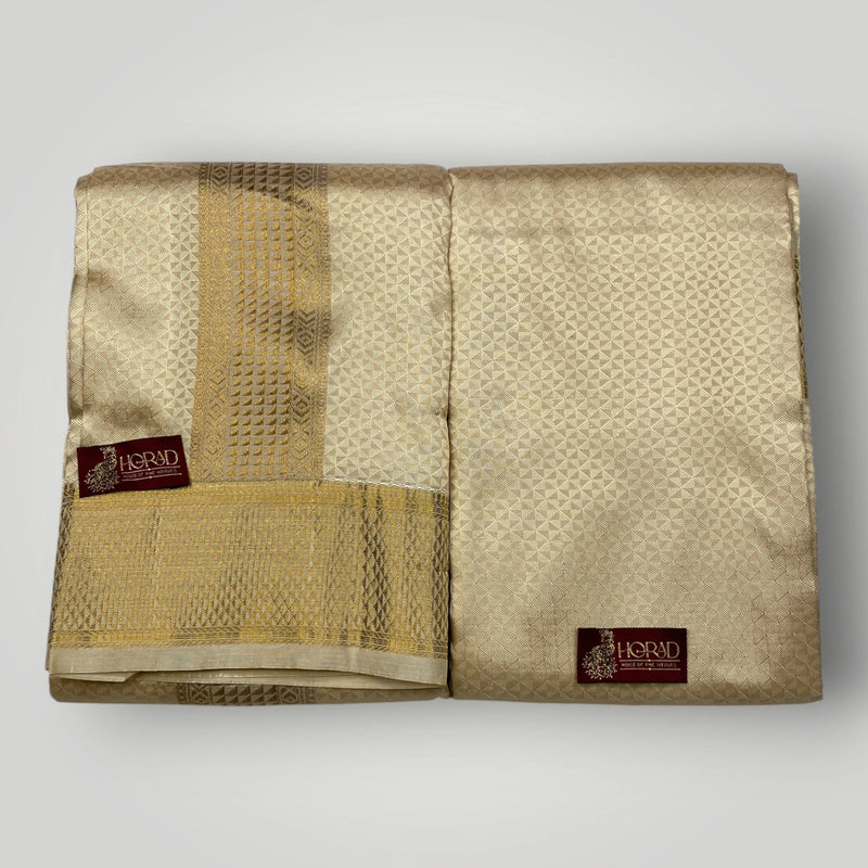 Horad Pure Silk Blend Gold Emboss Shirt Material + Dhoti ( 2 in 1 )