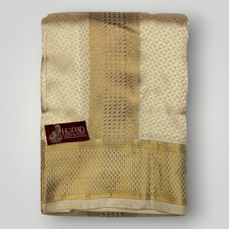 Horad Pure Silk Blend Gold Emboss Shirt Material + Dhoti ( 2 in 1 )