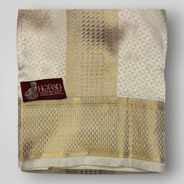 Horad Pure Silk Blend Gold Emboss Shirt Material + Dhoti ( 2 in 1 )