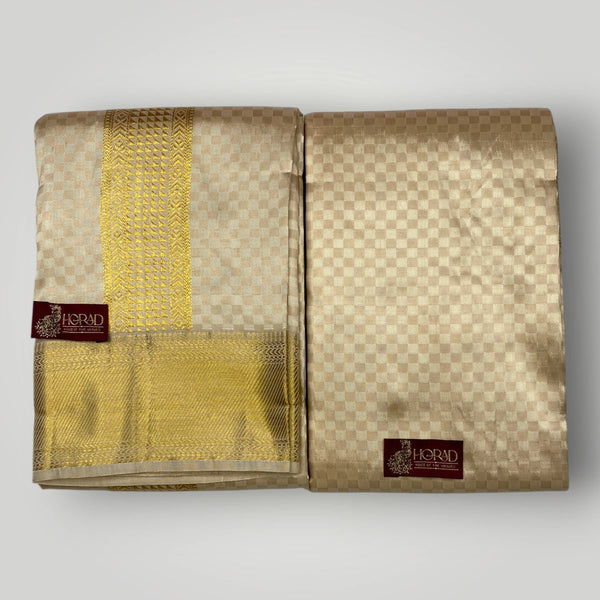 Horad Pure Silk Blend Gold Emboss Shirt Material + Dhoti ( 2 in 1 )