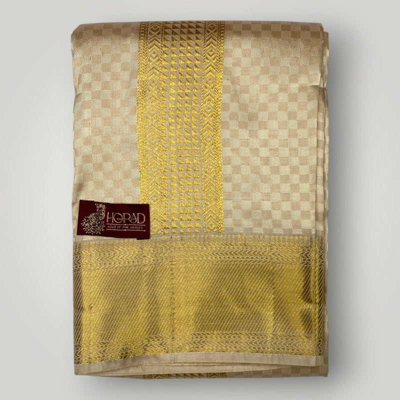 Horad Pure Silk Blend Gold Emboss Shirt Material + Dhoti ( 2 in 1 )