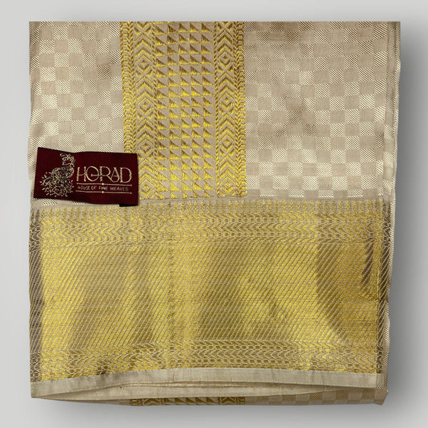Horad Pure Silk Blend Gold Emboss Shirt Material + Dhoti ( 2 in 1 )