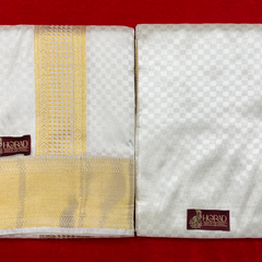 Horad Pure Silk Blend Cream Shirt Material + Dhoti ( 2 in 1 )