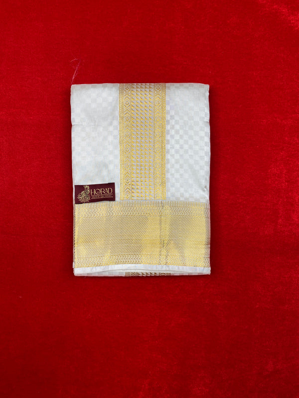 Horad Pure Silk Blend Cream Shirt Material + Dhoti ( 2 in 1 )