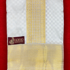 Horad Pure Silk Blend Cream Shirt Material + Dhoti ( 2 in 1 )