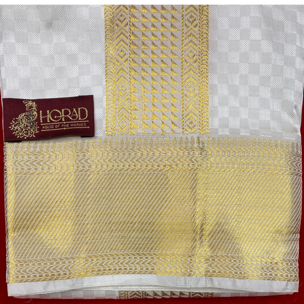 Horad Pure Silk Blend Cream Shirt Material + Dhoti ( 2 in 1 )