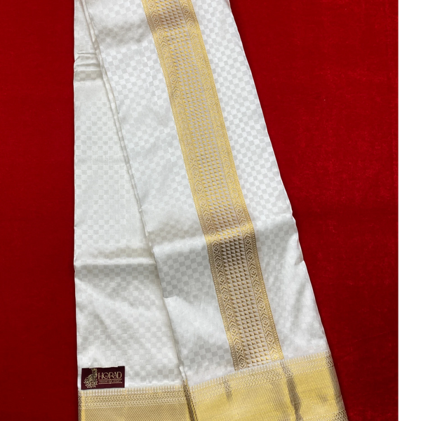 Horad Pure Silk Blend Cream Shirt Material + Dhoti ( 2 in 1 )