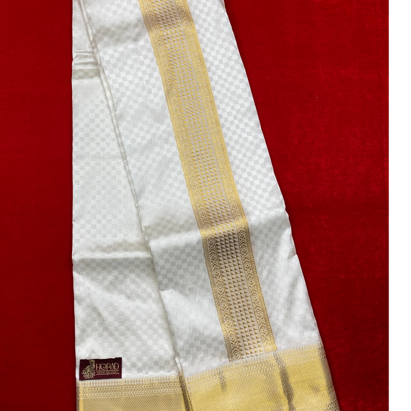 Horad Pure Silk Blend Cream Shirt Material + Dhoti ( 2 in 1 )