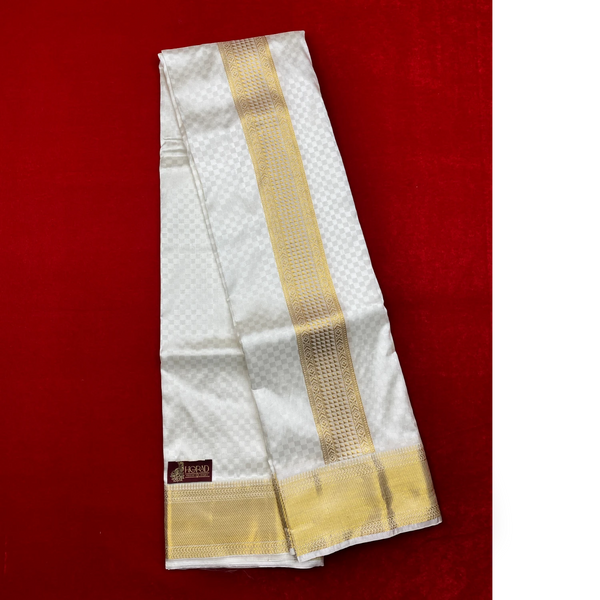 Horad Pure Silk Blend Cream Emboss Shirt Material + Dhoti ( 2 in 1 )