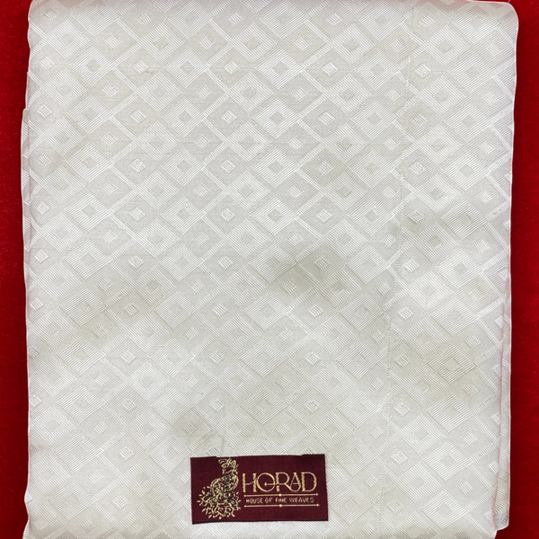 Horad Pure Silk Blend Cream Emboss Border Shirt Material + Dhoti ( 2 in 1 )