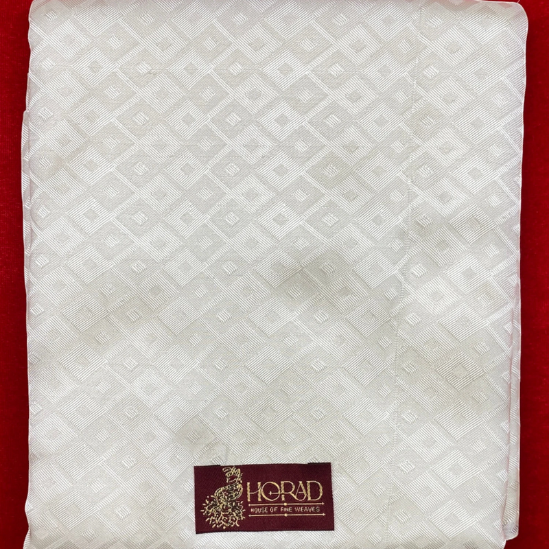 Horad Pure Silk Blend Cream Emboss Border Shirt Material + Dhoti ( 2 in 1 )