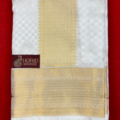 Horad Pure Silk Blend Cream Emboss Shirt Material + Dhoti ( 2 in 1 )