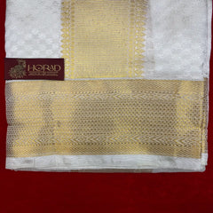 Horad Pure Silk Blend Cream Emboss Shirt Material + Dhoti ( 2 in 1 )