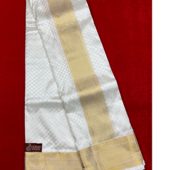 Horad Pure Silk Blend Cream Emboss Shirt Material + Dhoti ( 2 in 1 )