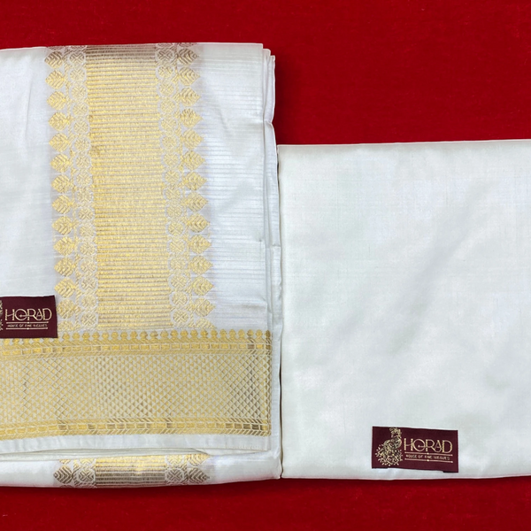 Horad Pure Silk Blend Cream Shirt Material + Dhoti ( 2 in 1 )