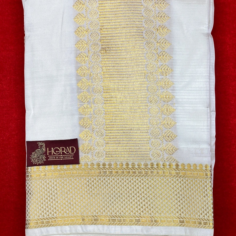 Horad Pure Silk Blend Cream Shirt Material + Dhoti ( 2 in 1 )