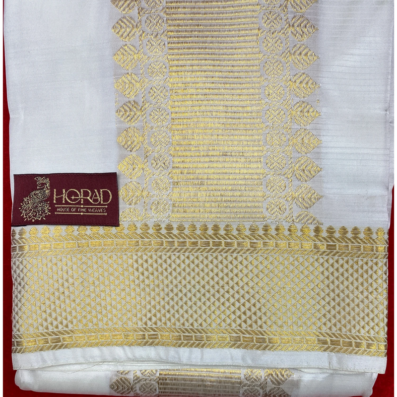 Horad Pure Silk Blend Cream Shirt Material + Dhoti ( 2 in 1 )