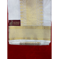 Horad Pure Silk Blend Cream Shirt Material + Dhoti ( 2 in 1 )