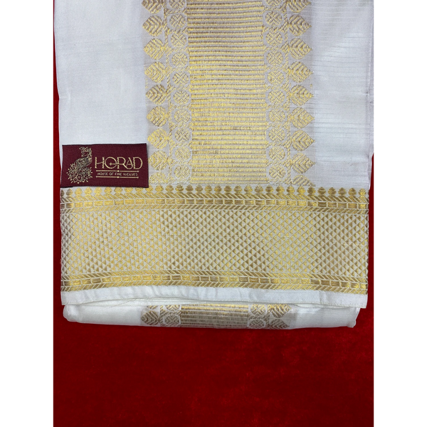 Horad Pure Silk Blend Cream Shirt Material + Dhoti ( 2 in 1 )