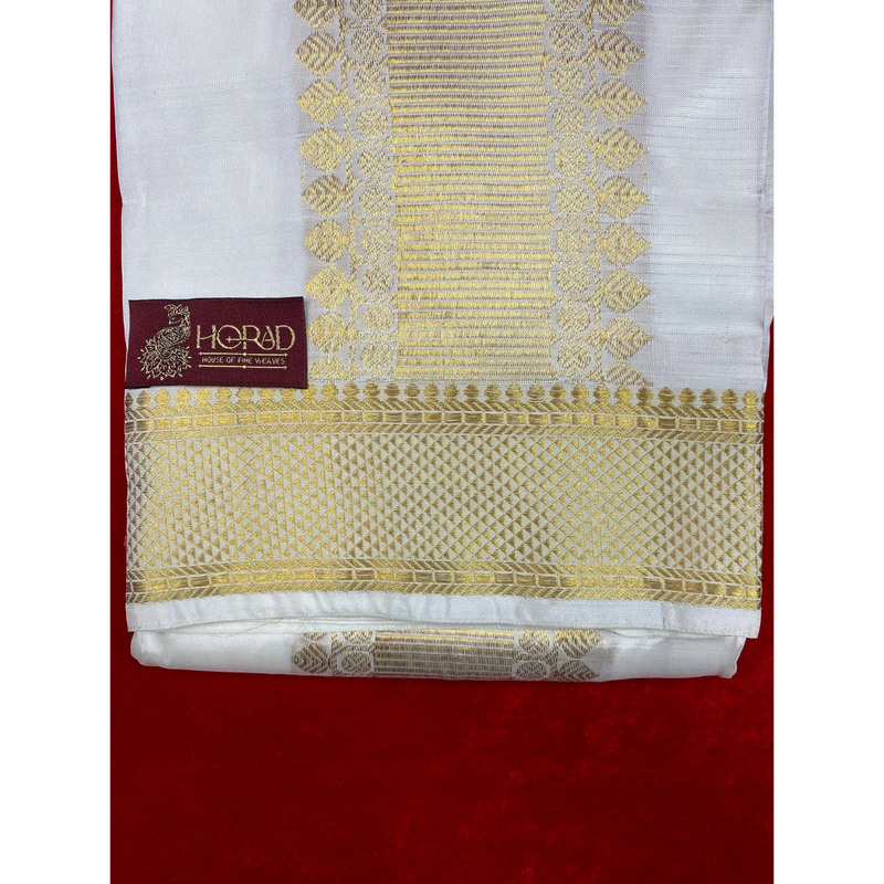 Horad Pure Silk Blend Cream Shirt Material + Dhoti ( 2 in 1 )