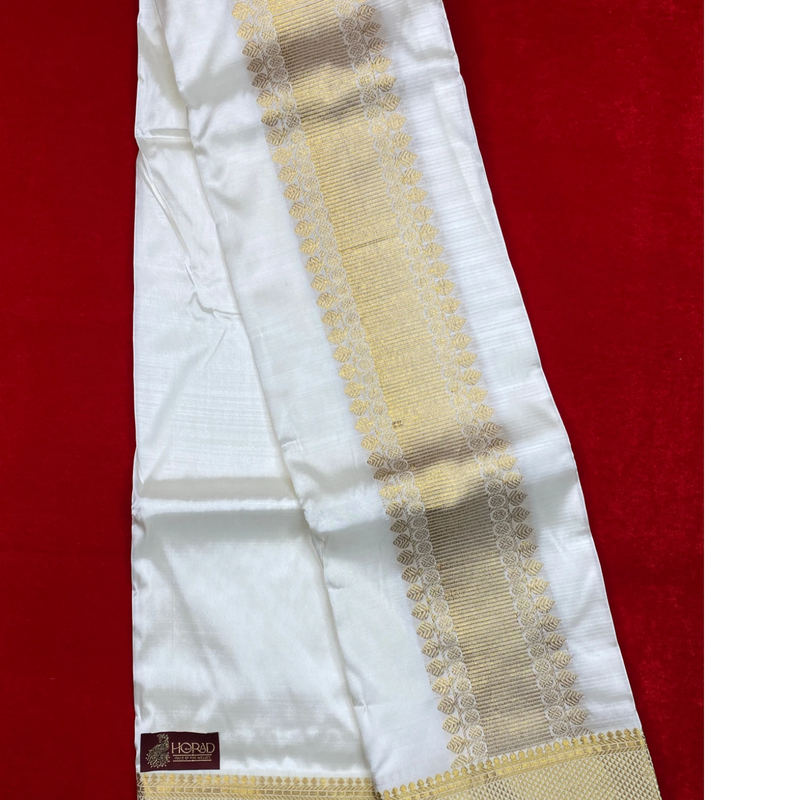 Horad Pure Silk Blend Cream Shirt Material + Dhoti ( 2 in 1 )