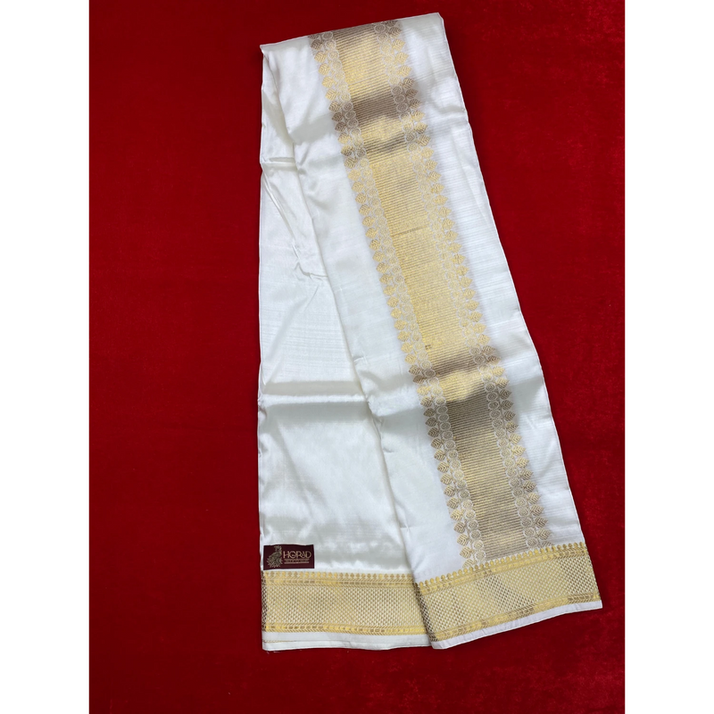 Horad Pure Silk Blend Cream Shirt Material + Dhoti ( 2 in 1 )