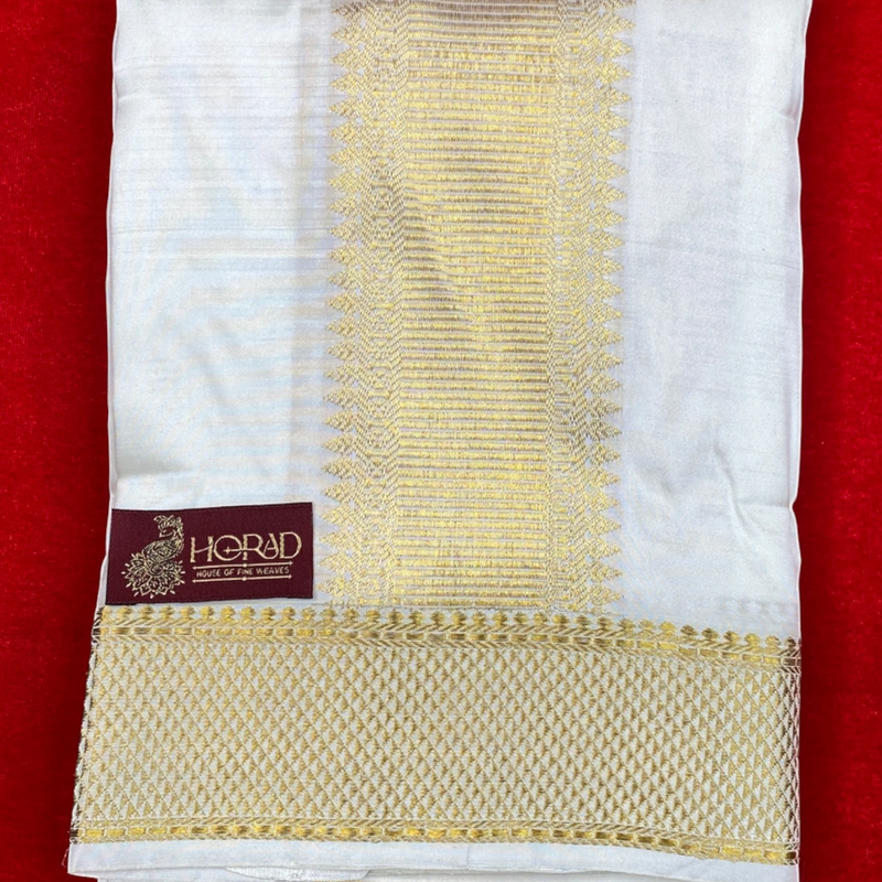 Horad Pure Silk Blend Cream Shirt Material + Dhoti ( 2 in 1 )