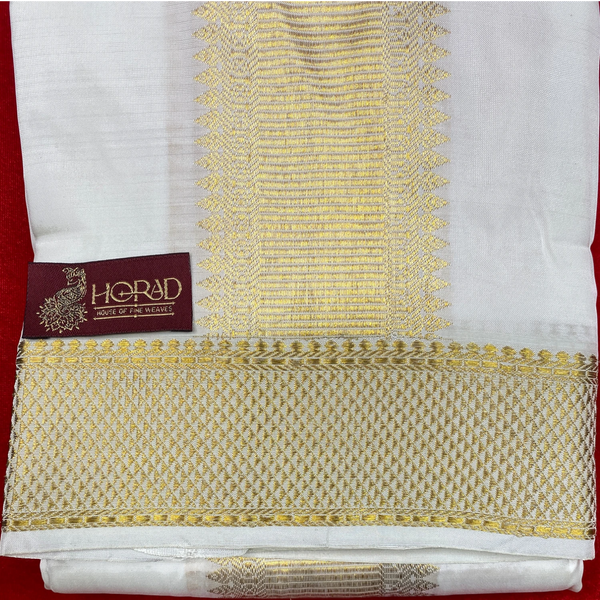Horad Pure Silk Blend Cream Shirt Material + Dhoti ( 2 in 1 )