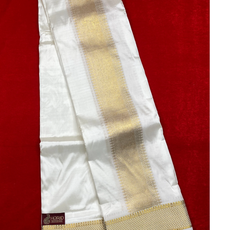 Horad Pure Silk Blend Cream Shirt Material + Dhoti ( 2 in 1 )