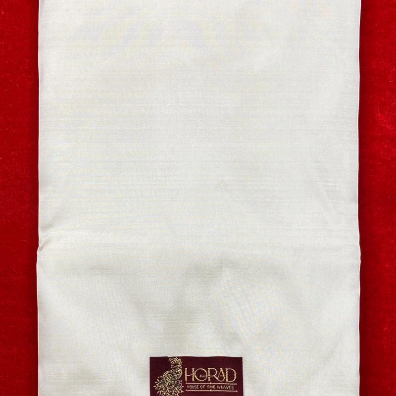 Horad Pure Silk Blend Cream Elephant Border Shirt Material + Dhoti ( 2 in 1 )
