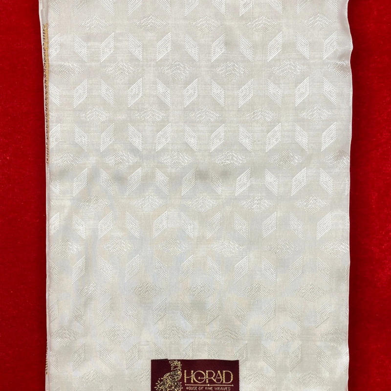 Horad Pure Silk Blend Cream Emboss Shirt Material + Dhoti ( 2 in 1 )