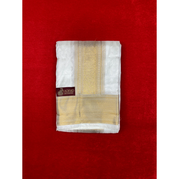 Horad Pure Silk Blend Cream Emboss Shirt Material + Dhoti ( 2 in 1 )