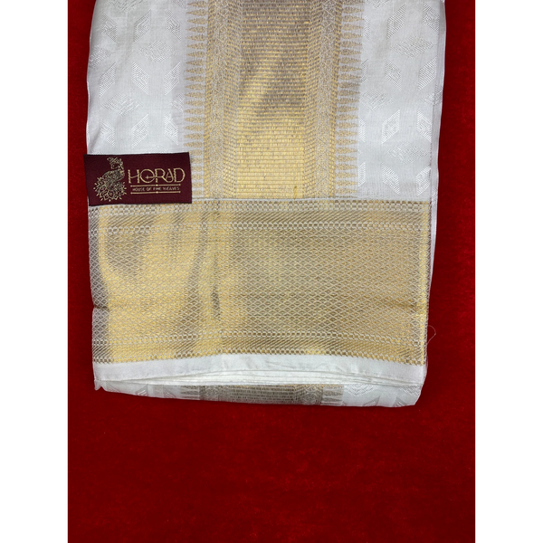 Horad Pure Silk Blend Cream Emboss Shirt Material + Dhoti ( 2 in 1 )