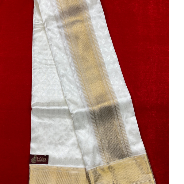 Horad Pure Silk Blend Cream Emboss Shirt Material + Dhoti ( 2 in 1 )