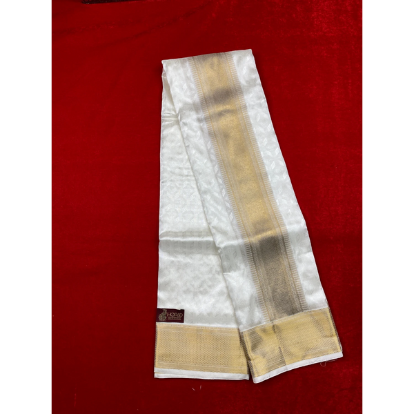 Horad Pure Silk Blend Cream Emboss Shirt Material + Dhoti ( 2 in 1 )