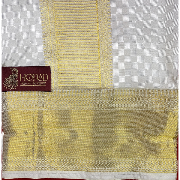 Horad Pure Silk Blend Cream Emboss Shirt Material + Dhoti ( 2 in 1 )
