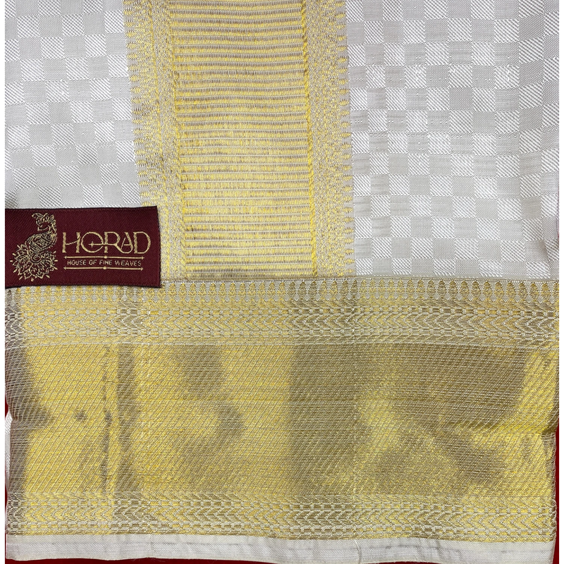Horad Pure Silk Blend Cream Emboss Shirt Material + Dhoti ( 2 in 1 )