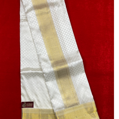 Horad Pure Silk Blend Cream Emboss Shirt Material + Dhoti ( 2 in 1 )