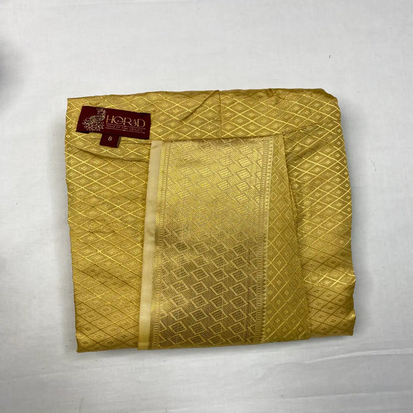 Horad Premium Art Silk Tissue Gold Emboss Kids Set Long Kurta + Kache Panche + Border Angavastram