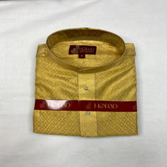 Horad Premium Art Silk Tissue Gold Emboss Long Kurta + Kache Panche + Angavastram