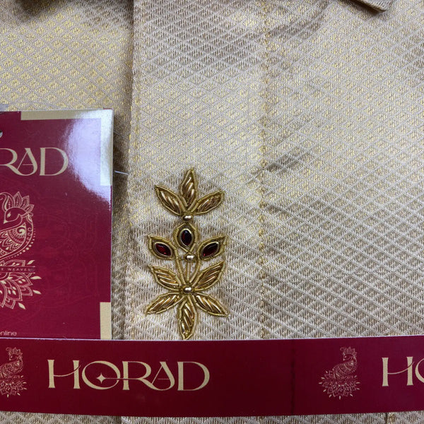 Horad Pure Silk Gold Emboss  Fullsleeve + Dhoti + Angavastram (8x4)