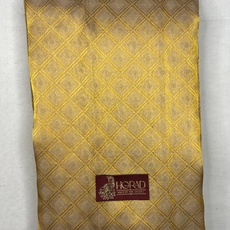 Horad Pure Silk Gold Emboss  Wedding Set Shirt Material + Dhoti + Angavastram