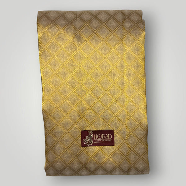 Horad Pure Silk Gold Emboss  Wedding Set Shirt Material + Dhoti + Angavastram