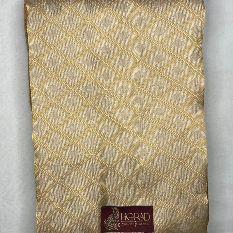 Horad Pure Silk Gold Emboss  Wedding Set  Shirt Material + Dhoti + Angavastram