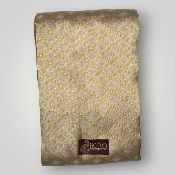 Horad Pure Silk Gold Emboss  Wedding Set  Shirt Material + Dhoti + Angavastram
