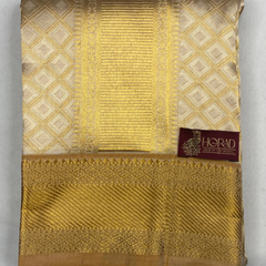 Horad Pure Silk Gold Emboss  Wedding Set  Shirt Material + Dhoti + Angavastram