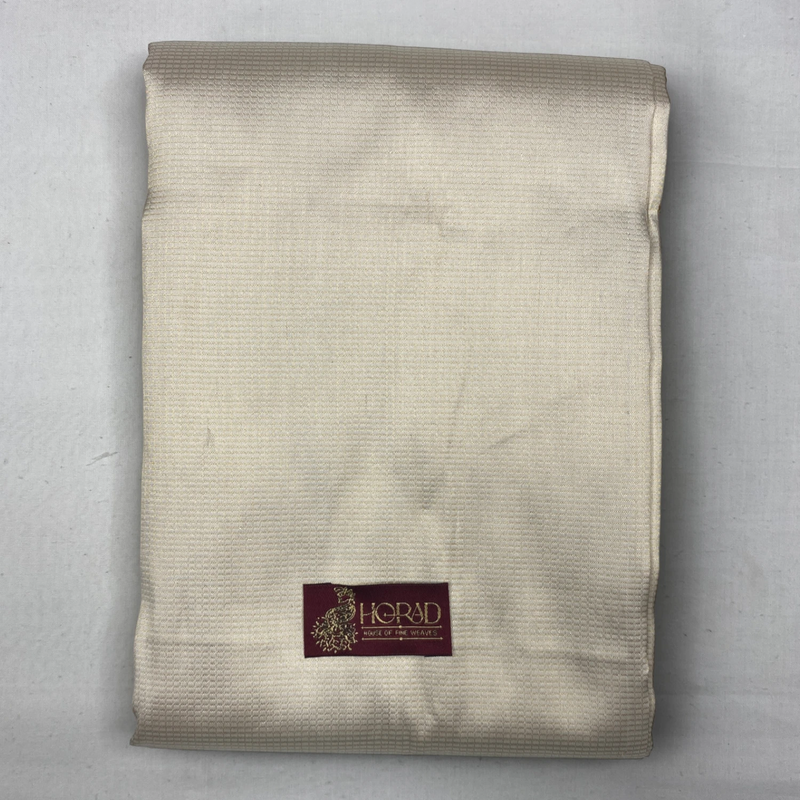 Horad Pure Silk Cream Emboss Wedding Set  Shirt Material + Dhoti + Angavastram