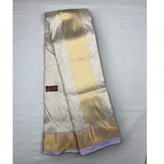 Horad Pure Silk Cream Emboss Wedding Set Shirt Material + Dhoti + Angavastram