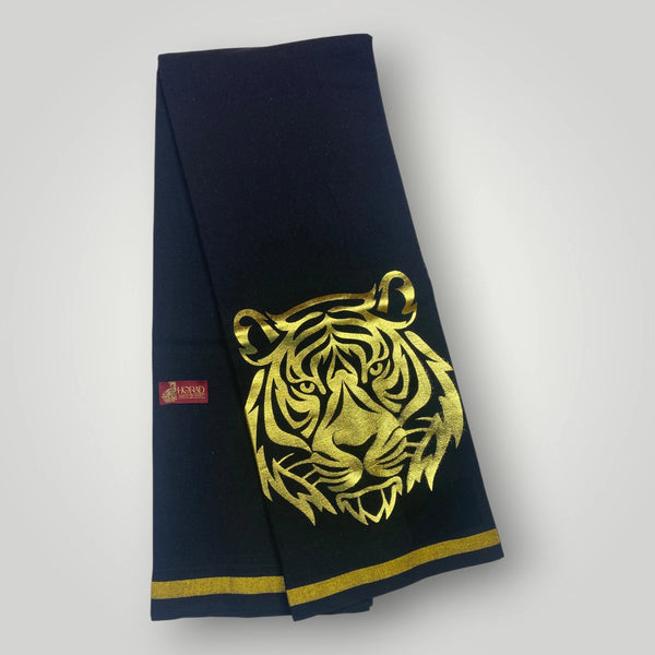 Horad Cotton Black Tiger Print Dhoti Gold