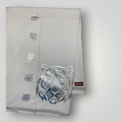 Horad White Cotton Tiger Print Dhoti Silver